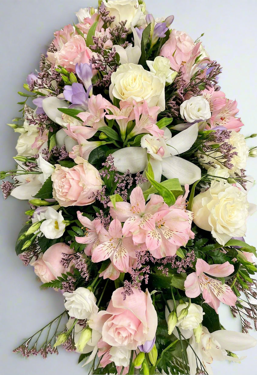 Pastel Colours Double Ended Casket SprayFrom Amaryllis Floral Design
