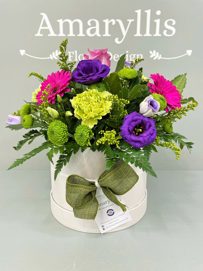 Individually Made Stunning Hat Box Arrangements (Vibrants) -from