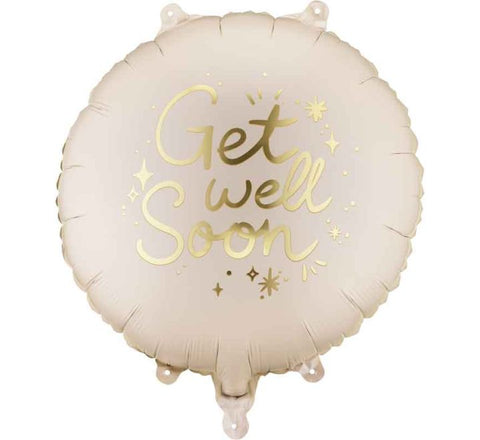 Get Well Soon Gold Writing & Stars Balloon