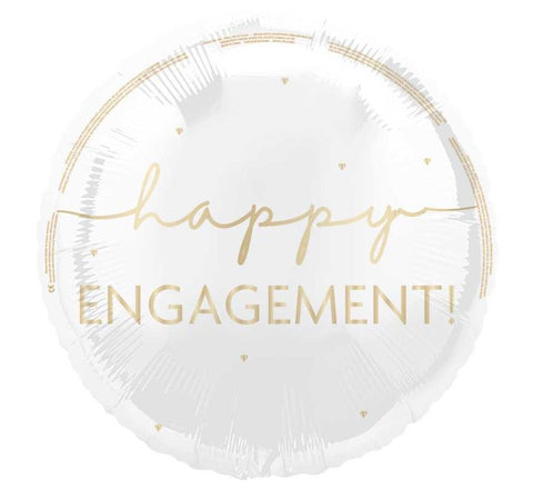 Happy Engagement Silver with Gold Writing Balloon