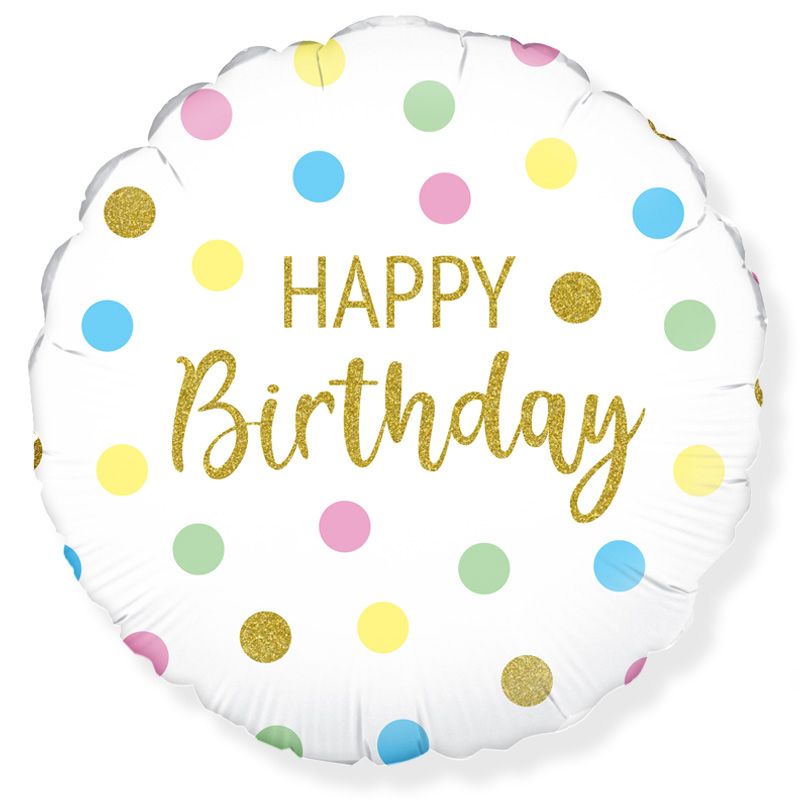 Happy Birthday Pastel Dots Balloon