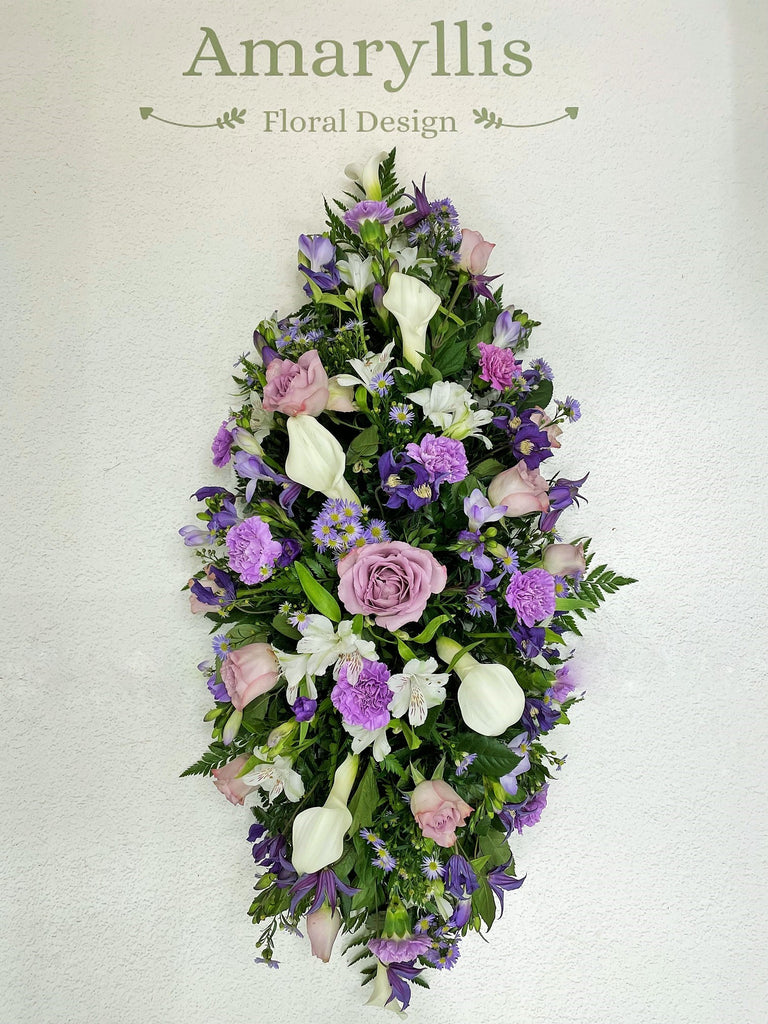 Lavender & whites Double Ended Casket Spray-From