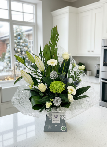 Modern Festive Front Facing Arrangement (Whites)-From