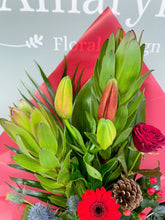 Modern Festive Front Facing Arrangement (Reds)-From