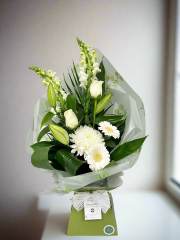 Modern Front Facing Flower Bouquet -(White Tones) - From