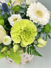 Winter Whites in a Christmas Hat Box Arrangement