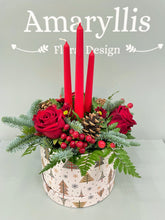 Christmas Candle Arrangement in Festive Hat Box