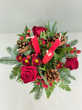 Christmas Candle Arrangement in Festive Hat Box