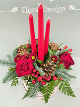 Christmas Candle Arrangement in Festive Hat Box