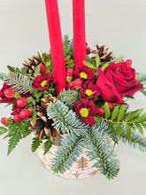 Christmas Candle Arrangement in Festive Hat Box