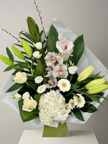 Grand Orchid & Lily Flower Arrangement (Neutral Colours)