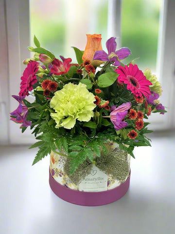 Spring Colours Hatbox Arrangement - From