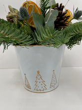 Christmas Candle Arrangement in Festive Zinc Pot