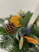 Christmas Candle Arrangement in Festive Zinc Pot