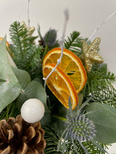 Christmas Candle Arrangement in Festive Zinc Pot