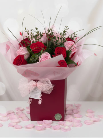 Valentine's Mix Rose Bouquet (12 or 24 Rose option)- From