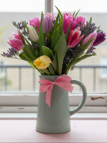 Spring Time Mixed Tulip Ceramic Jug