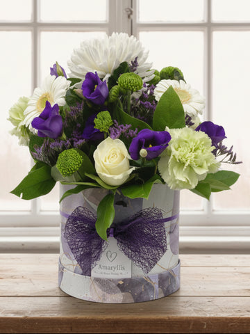 Peach & Lavender Hatbox Arrangement - From