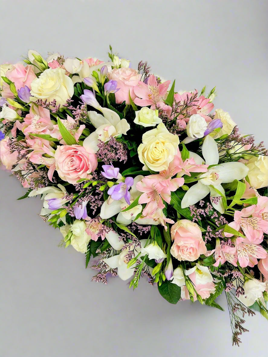 Pastel Colours Double Ended Casket SprayFrom Amaryllis Floral Design