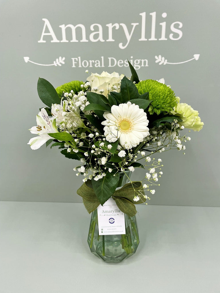 Individually Made Beautiful Glass Vase Arrangement in (Neutrals) from-