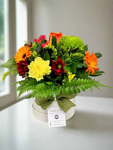 Hat Box Flower Arrangements -(Autumn Colours) -from