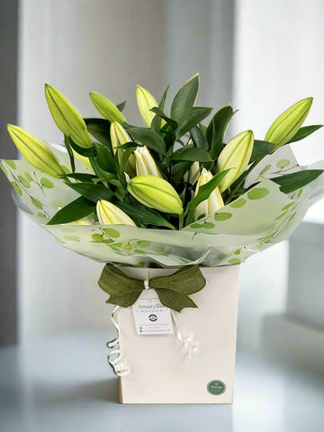 Hand Tied Lily Bouquet in Water (White or Pinks) - from