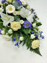 Blue & White Double Ended Casket Spray-From