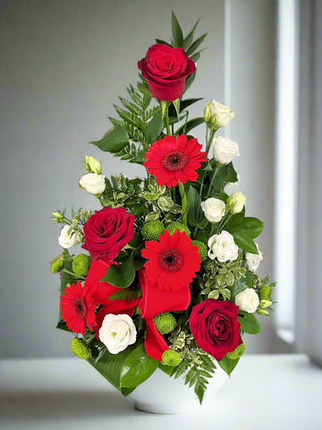 Elegance 'Love Red's' Flower Arrangement in a Ceramic Pot-From