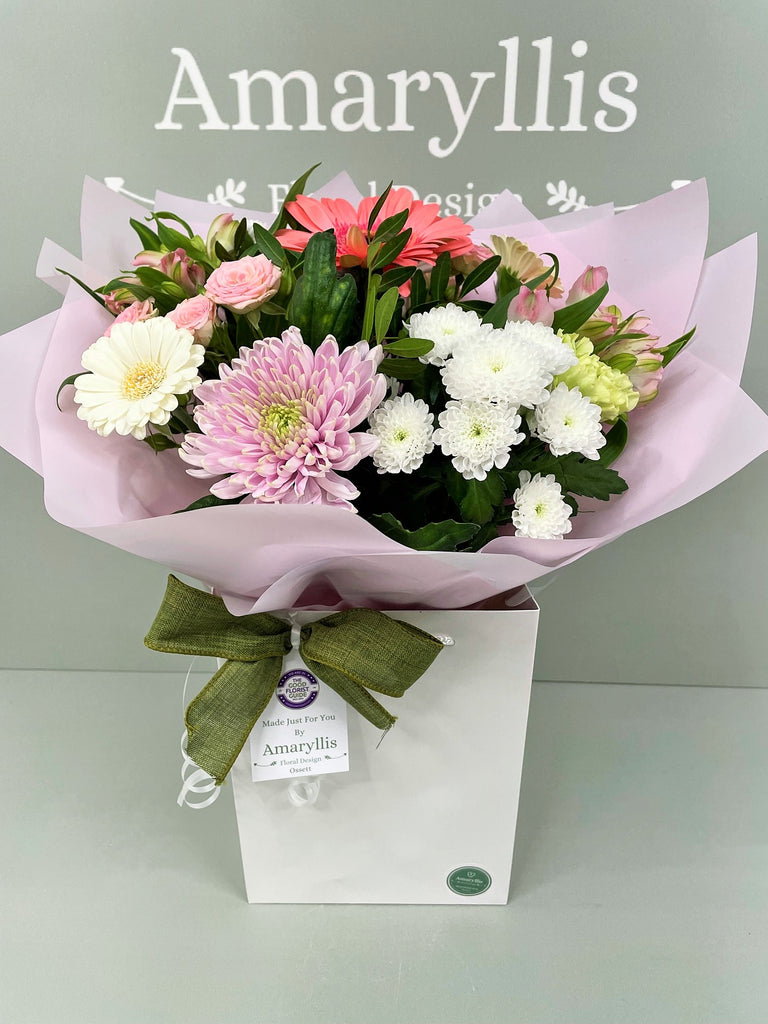 Individually Made Classic Style Hand Tied Bouquet in Water (Pastels) - From