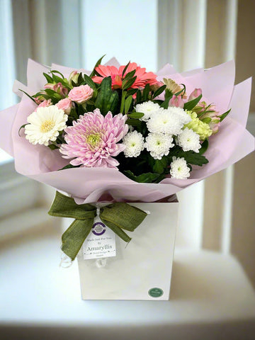 Aqua Hand Tied Flower Bouquet -(Pastel Colours) - From