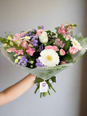 Hand Tied Flower Bouquet -(Pastel Colours) - From