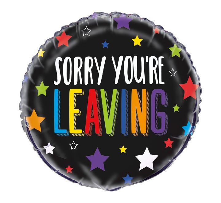 Sorry You're Leaving Black with Stars Balloon
