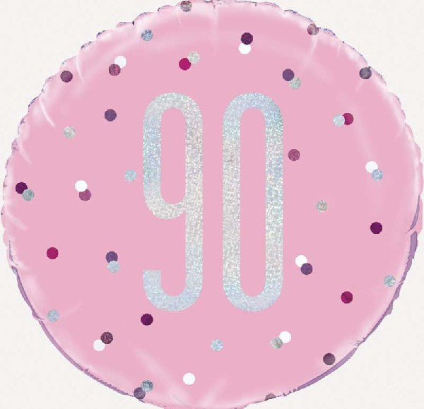 90th Birthday Pink with Spots Balloon