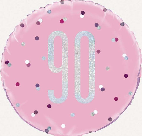 90th Birthday Pink with Spots Balloon