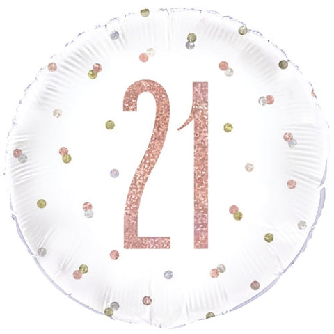 21st Birthday Balloon Glitz Rose Gold