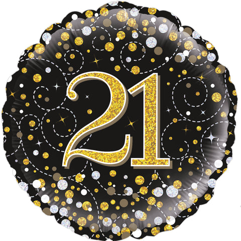 21st Birthday Balloon Black and Gold