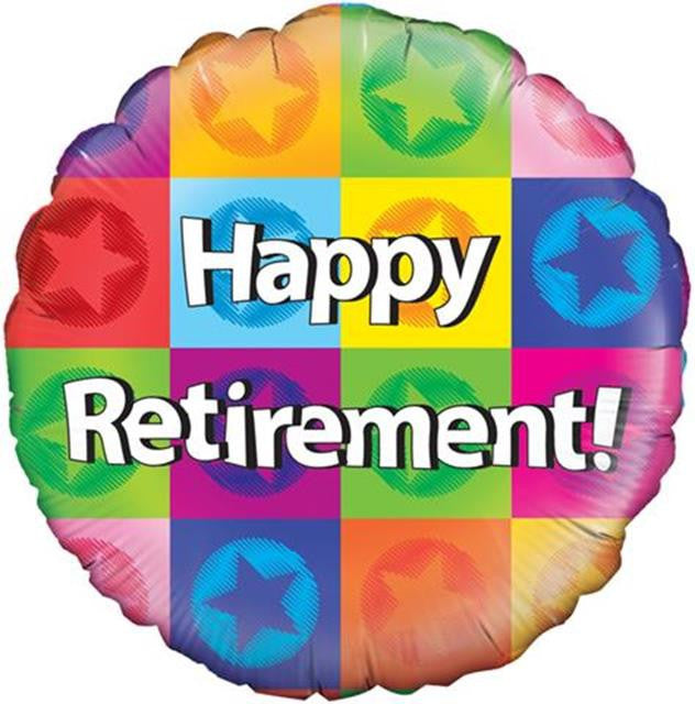 Happy Retirement Multi-coloured with Stars Balloon