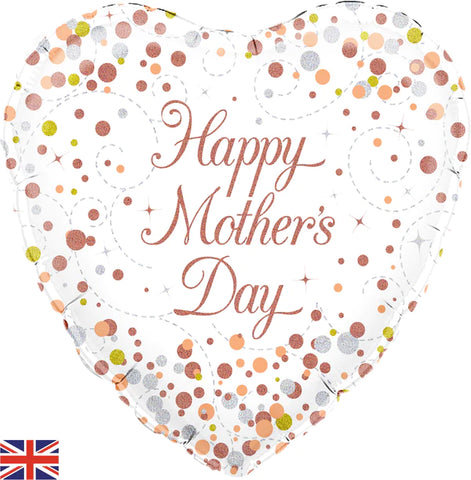 Happy Mothers Day Heart Sparkling Fizz Balloon