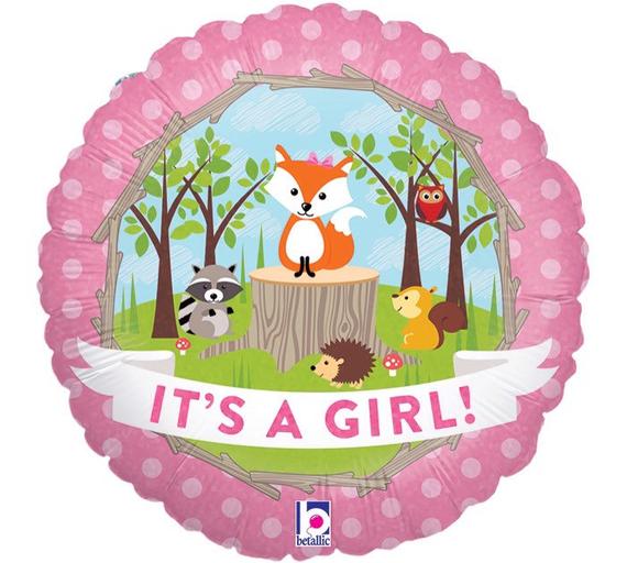 Pink Woodland Baby Girl Balloon