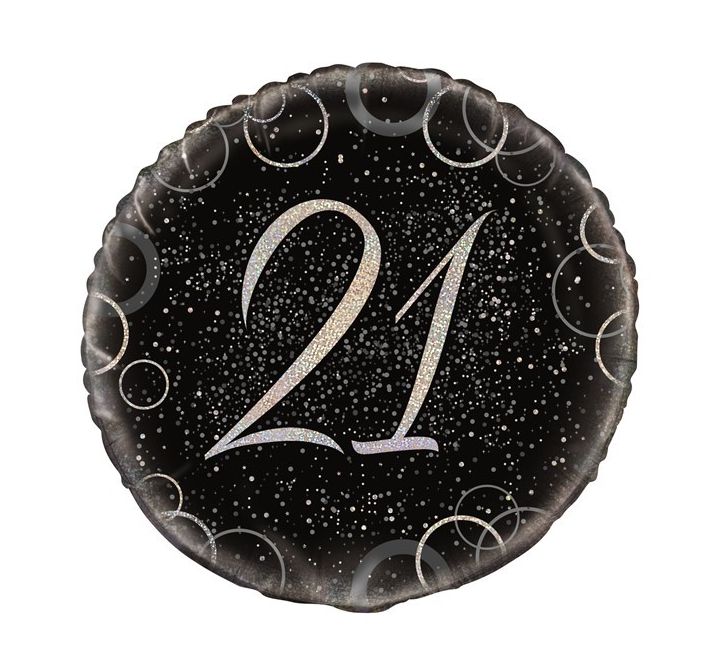 Age-21st Birthday Balloon Black and Silver