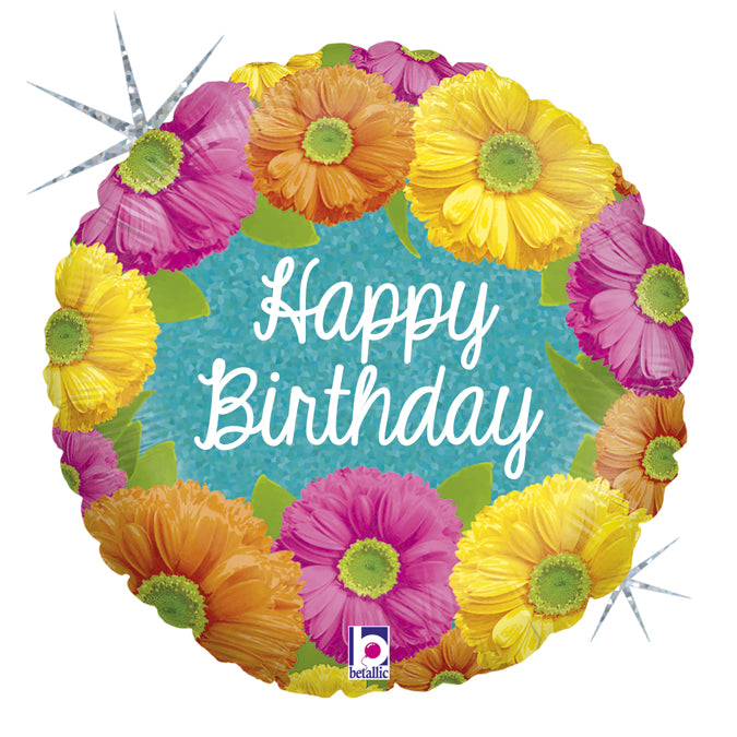Happy Birthday Balloon 'Bright Blooms'