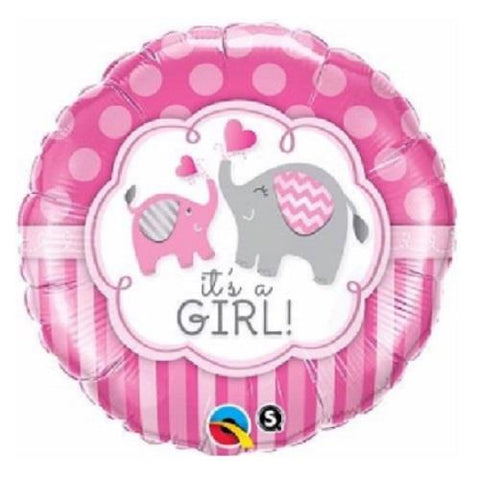 It's a Girl Pink Elephant Print Balloon