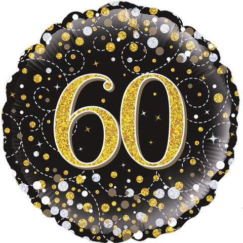 60th Birthday Balloon Black and Gold