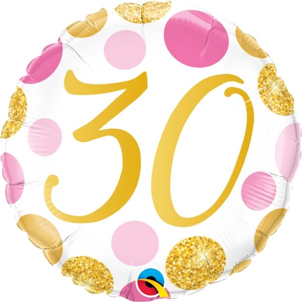 Age-30th Birthday Balloon Gold and Pink Spots