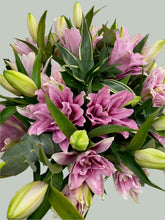 Rosalie Pink Lily Arrangement in Glass Vase