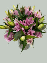 Rosalie Pink Lily Arrangement in Glass Vase