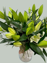 Premium Large White Head Lily Arrangement in Glass Vase