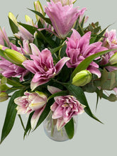 Rosalie Pink Lily Arrangement in Glass Vase