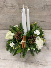 Christmas Candle Arrangement in Festive Hat Box