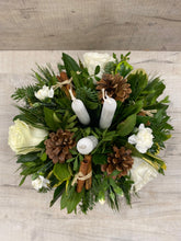 Christmas Candle Arrangement in Festive Hat Box